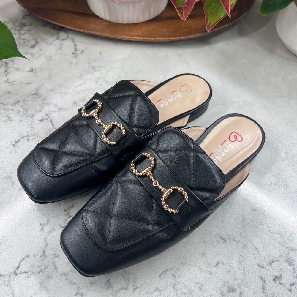 Blondo Sharon Waterproof Mules Black Quilted‎ Size 8.5